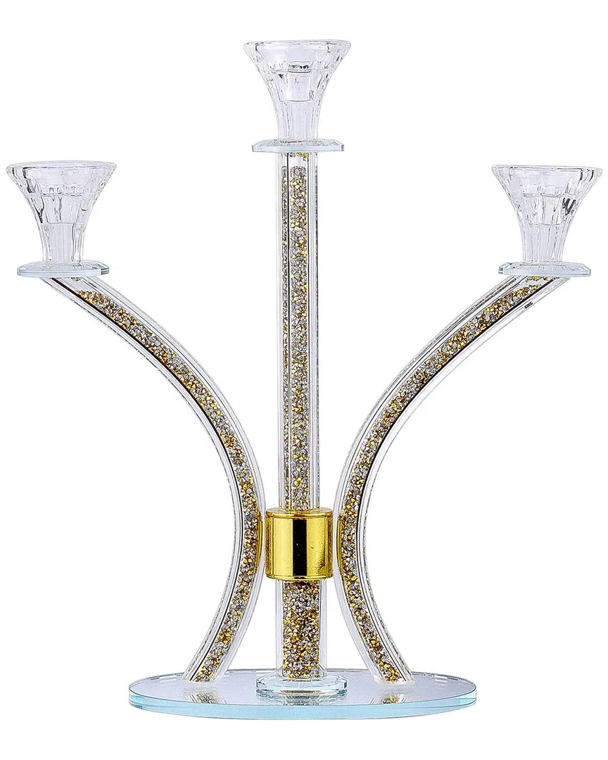 Crystal Candelabra with Gold & Silver Stones - Glass image