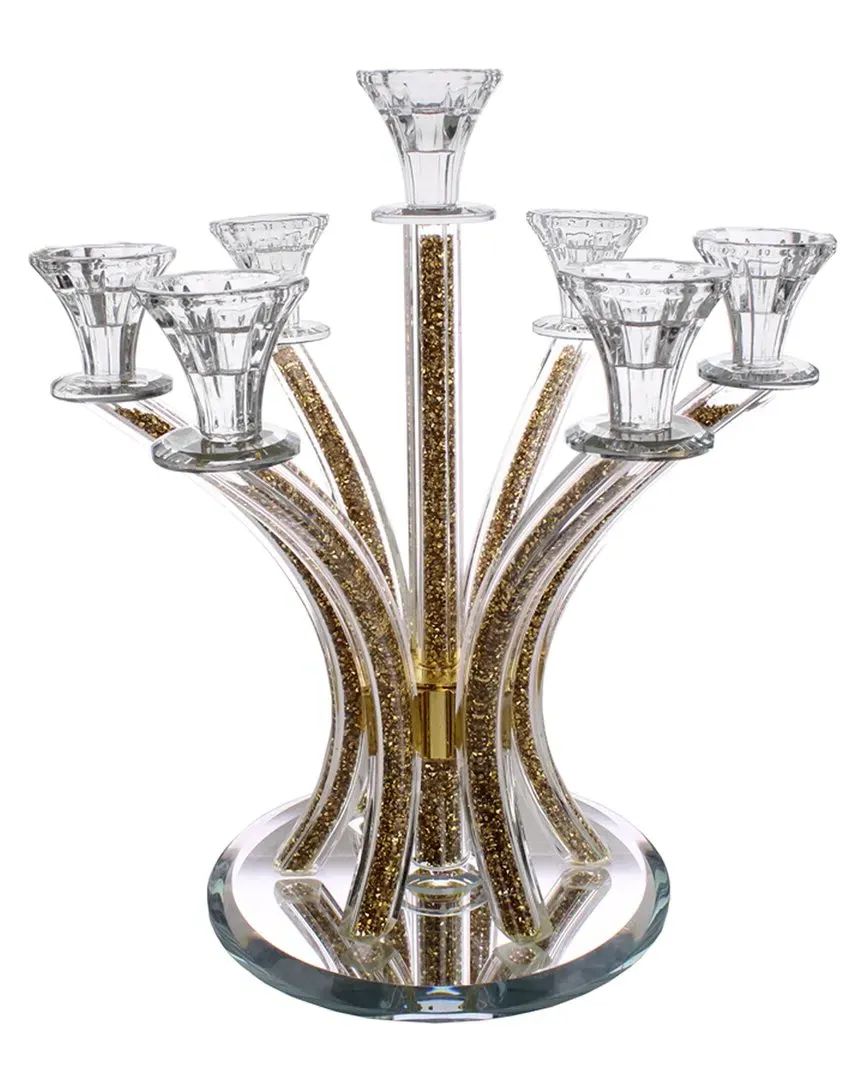 Crystal Candelabra with Gold Stones - Glass