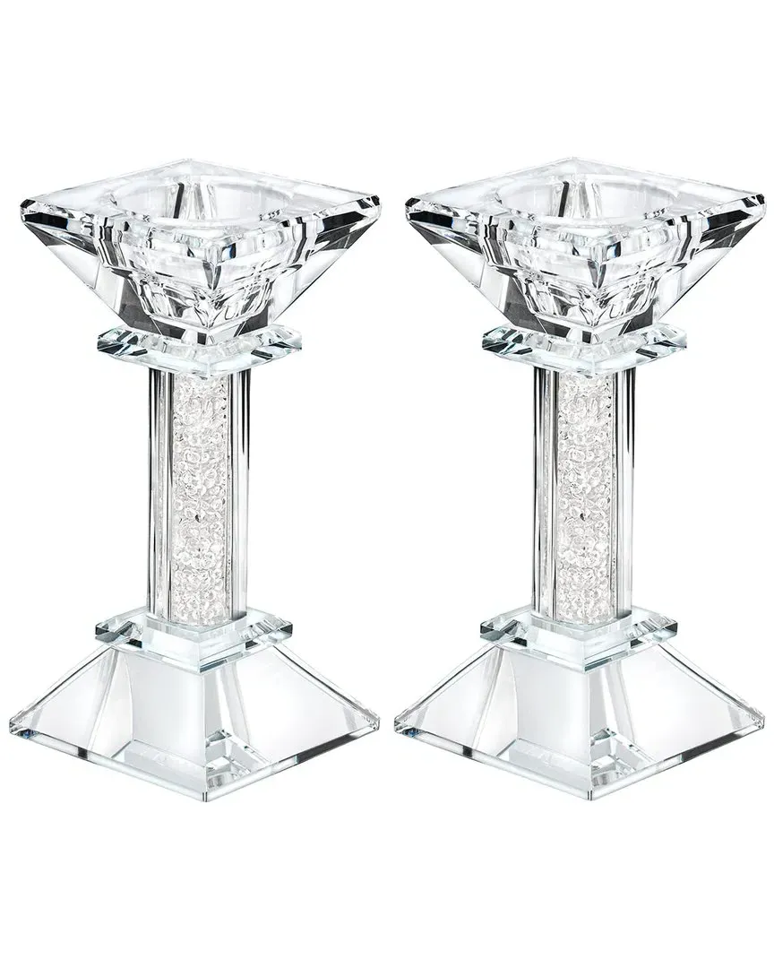 Set of 2 Crystal Candle Holders - Clear image