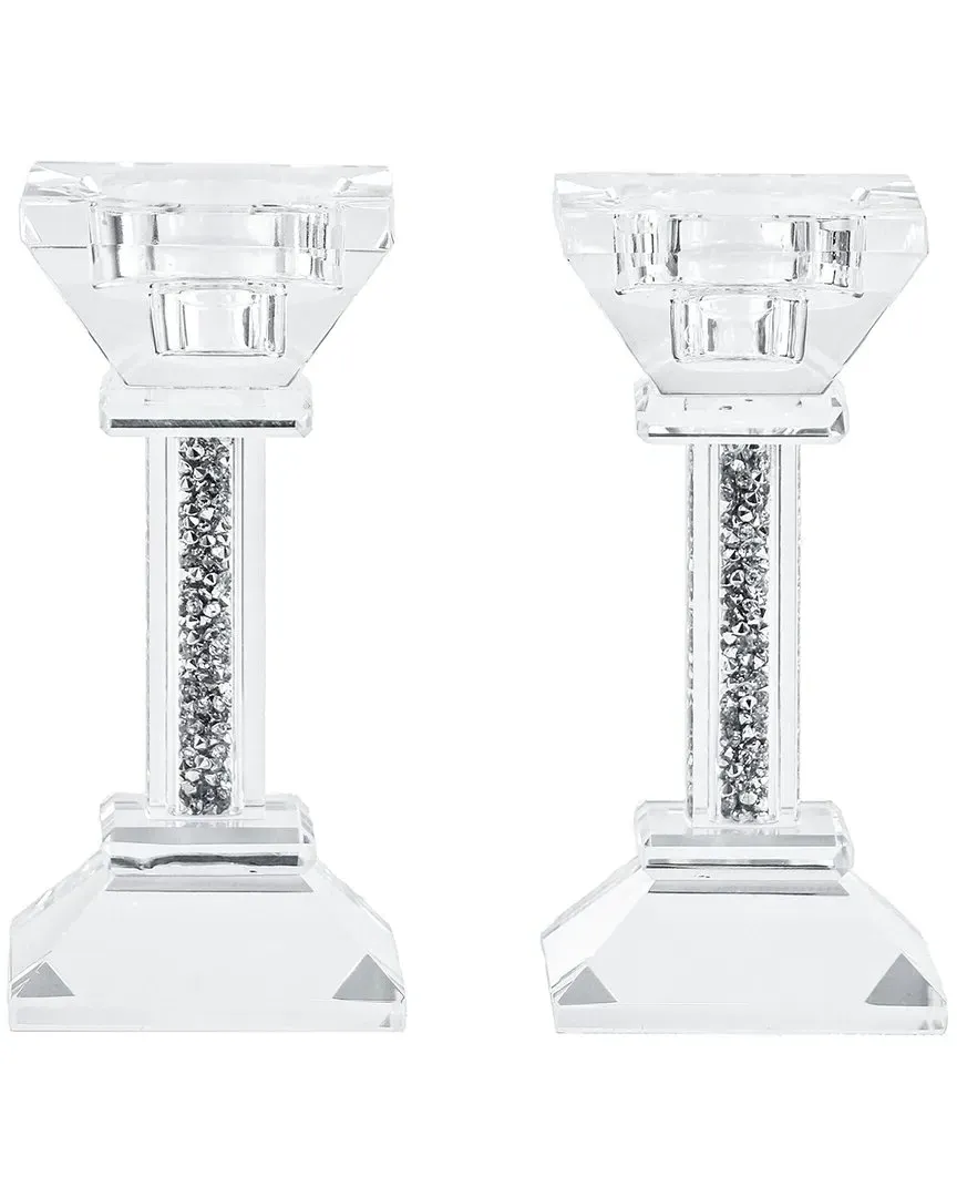Set of 2 Crystal Candlesticks - Glass image