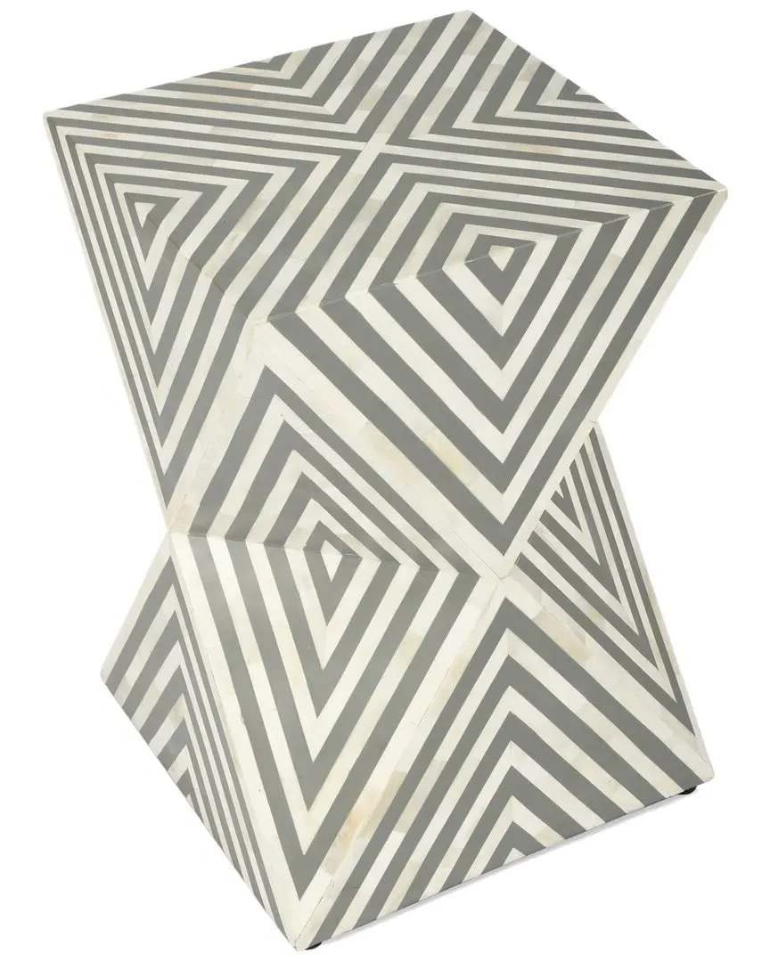 Anais Cubic Accent Table - Grey, Bone Inlay image