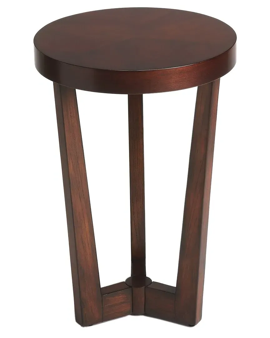 Aphra Round Accent Table - Brown, Cherry Veneer