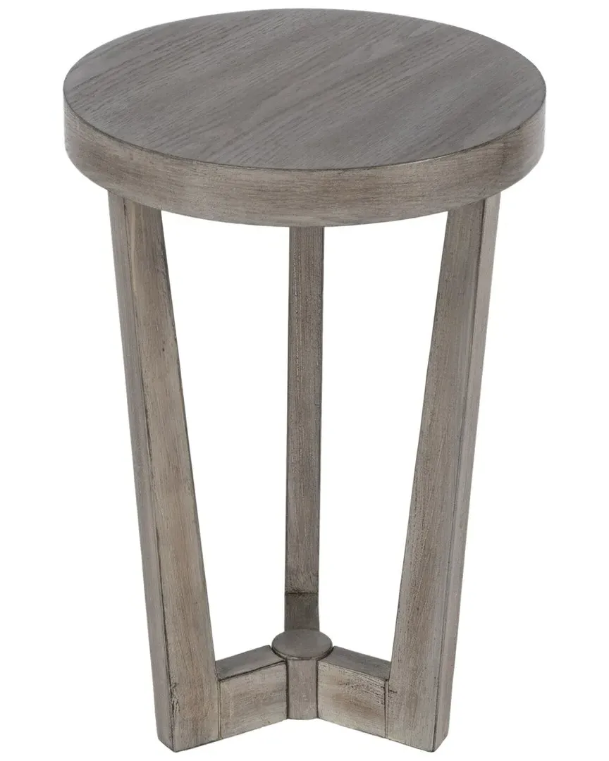 Aphra Round Accent Table - Grey, Oak Veneer