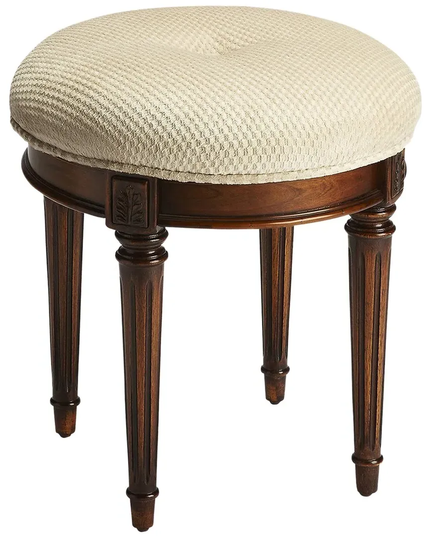 Bernadette Vanity Stool - Brown, Hardwood