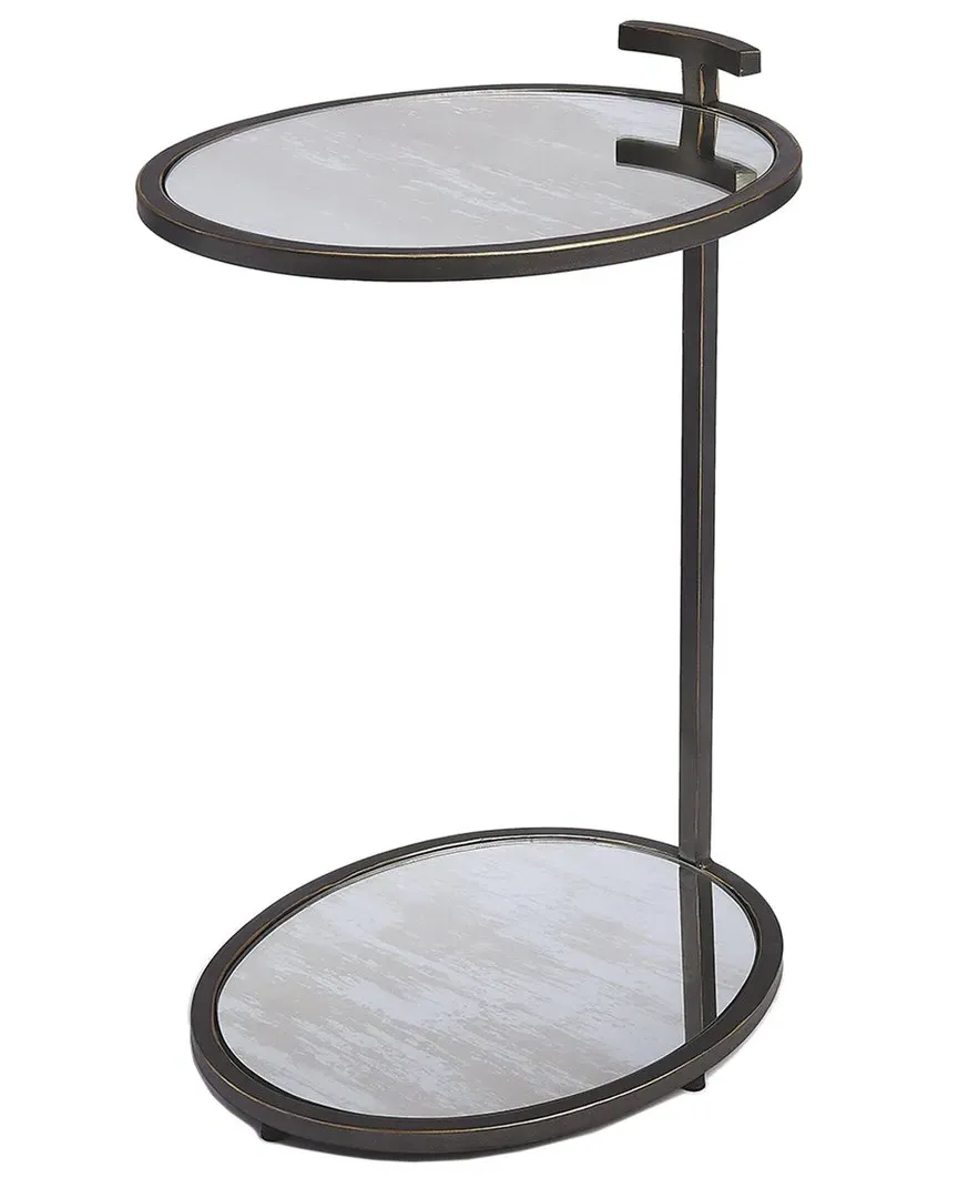 Ciro Oval Accent Table with Shelf - Black, Iron image