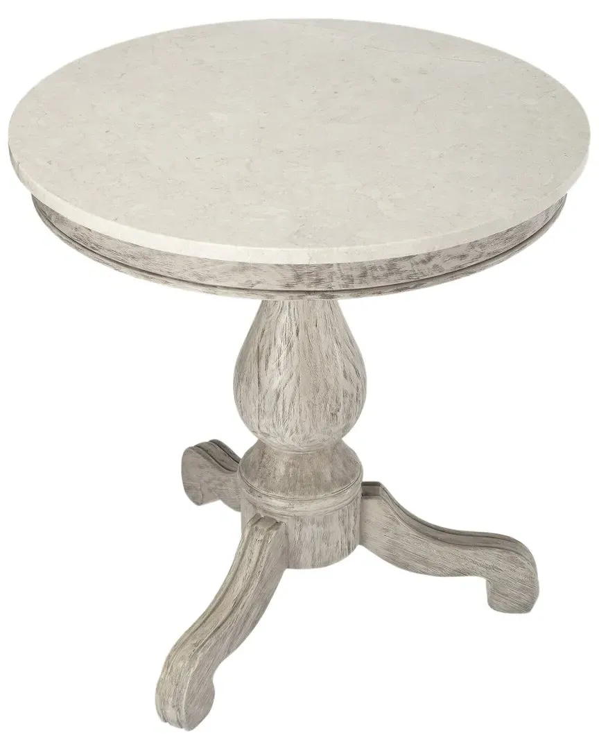Danielle Round Pedestal Accent Table - Grey, Marble