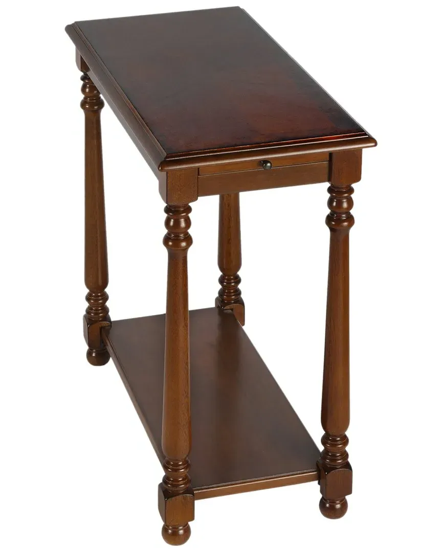 Devane Side Table with Pull-Out Shelf - Brown, Cherry Veneer