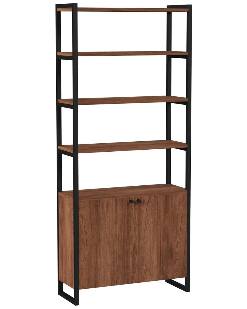 Drake 2-Door Bookcase with Storage - Brown, Walnut