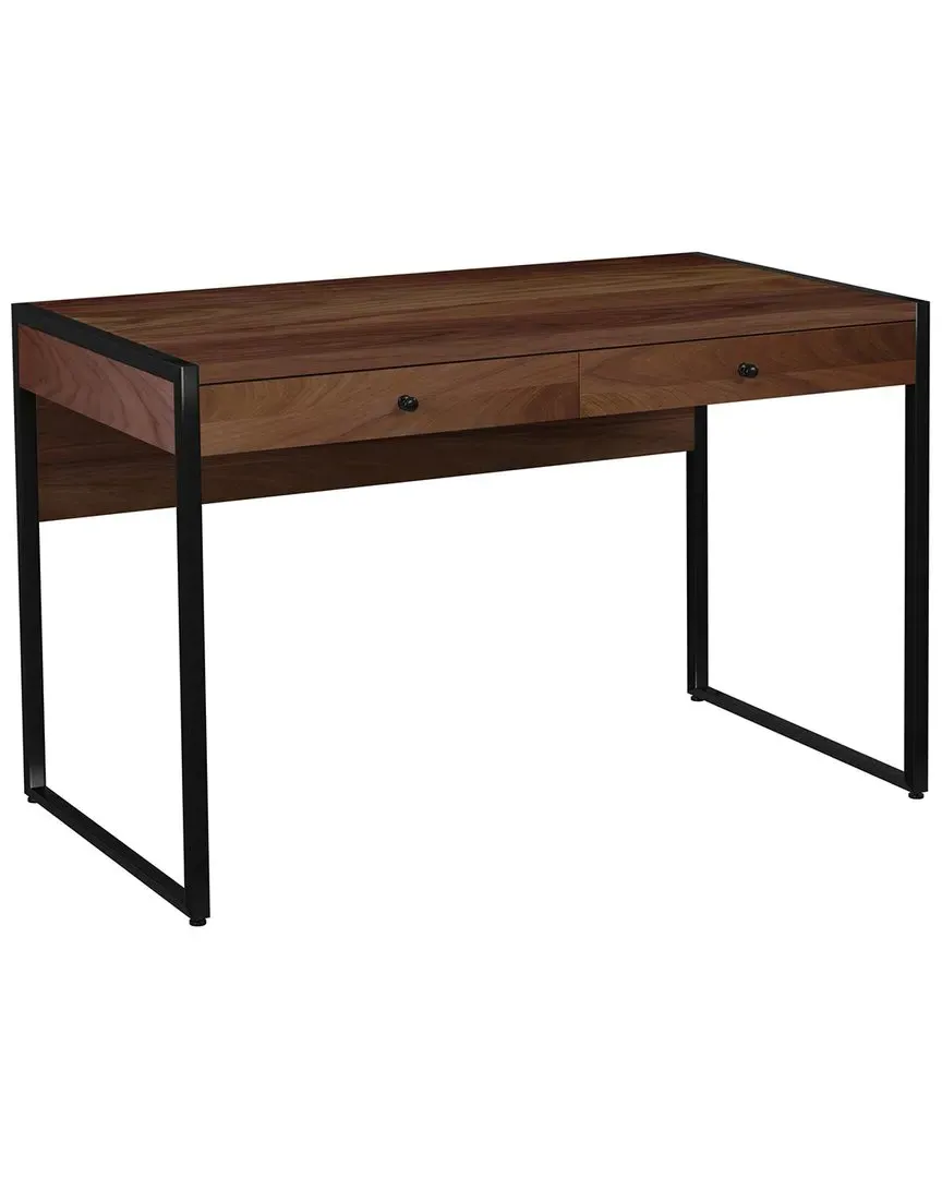 Drake 2-Drawer Writing Desk - Brown, Walnut