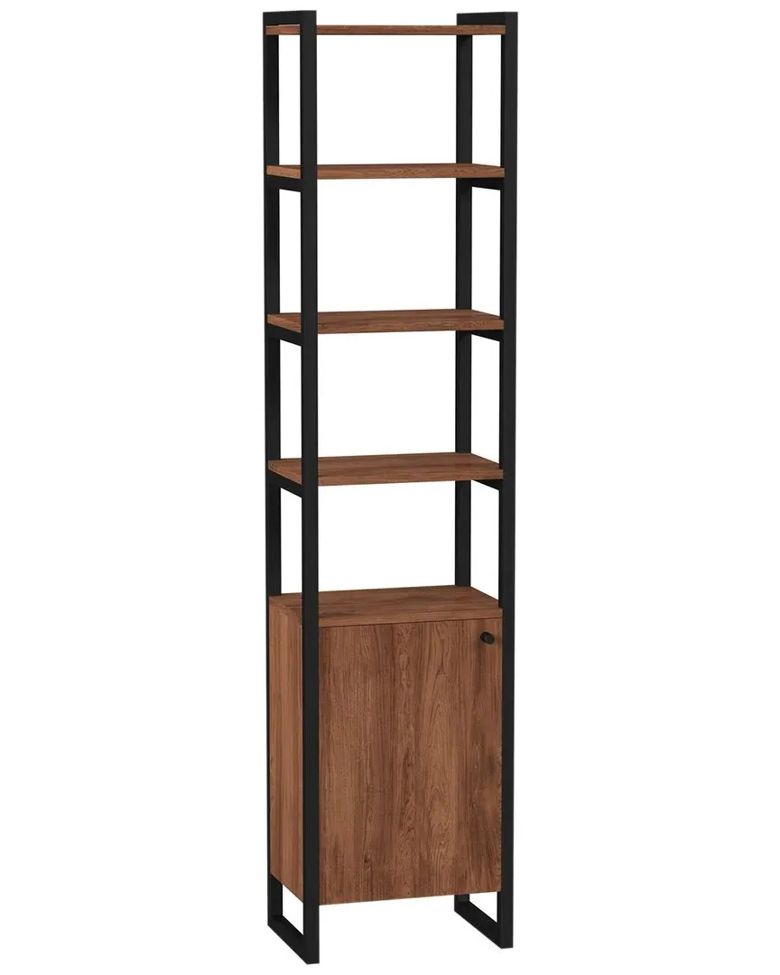 Drake Narrow Bookcase with Storage - Brown, Walnut image