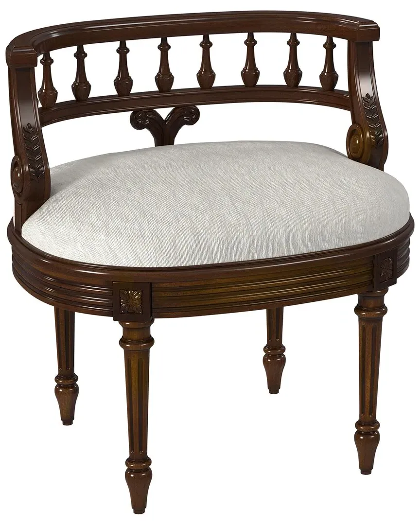 Hathaway Vanity Seat - Brown, Poplar Wood