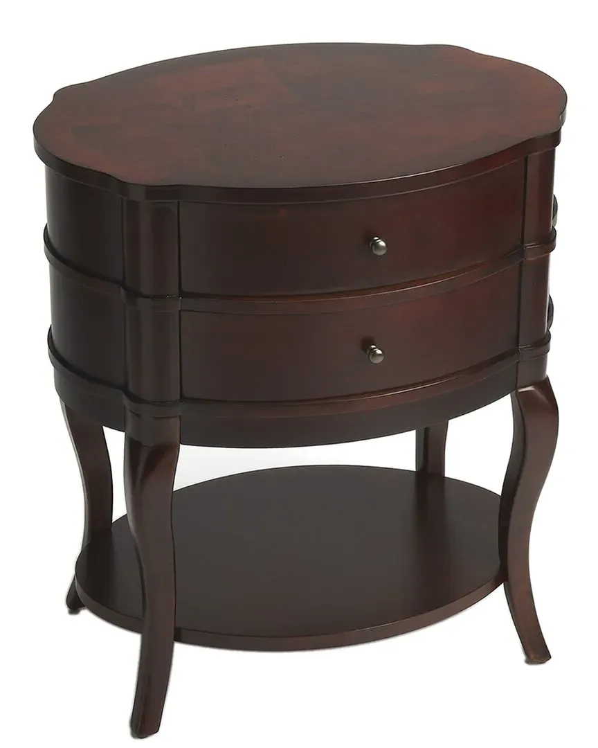 Jarvis Oval 2-Drawer Side Table - Brown, Cherry