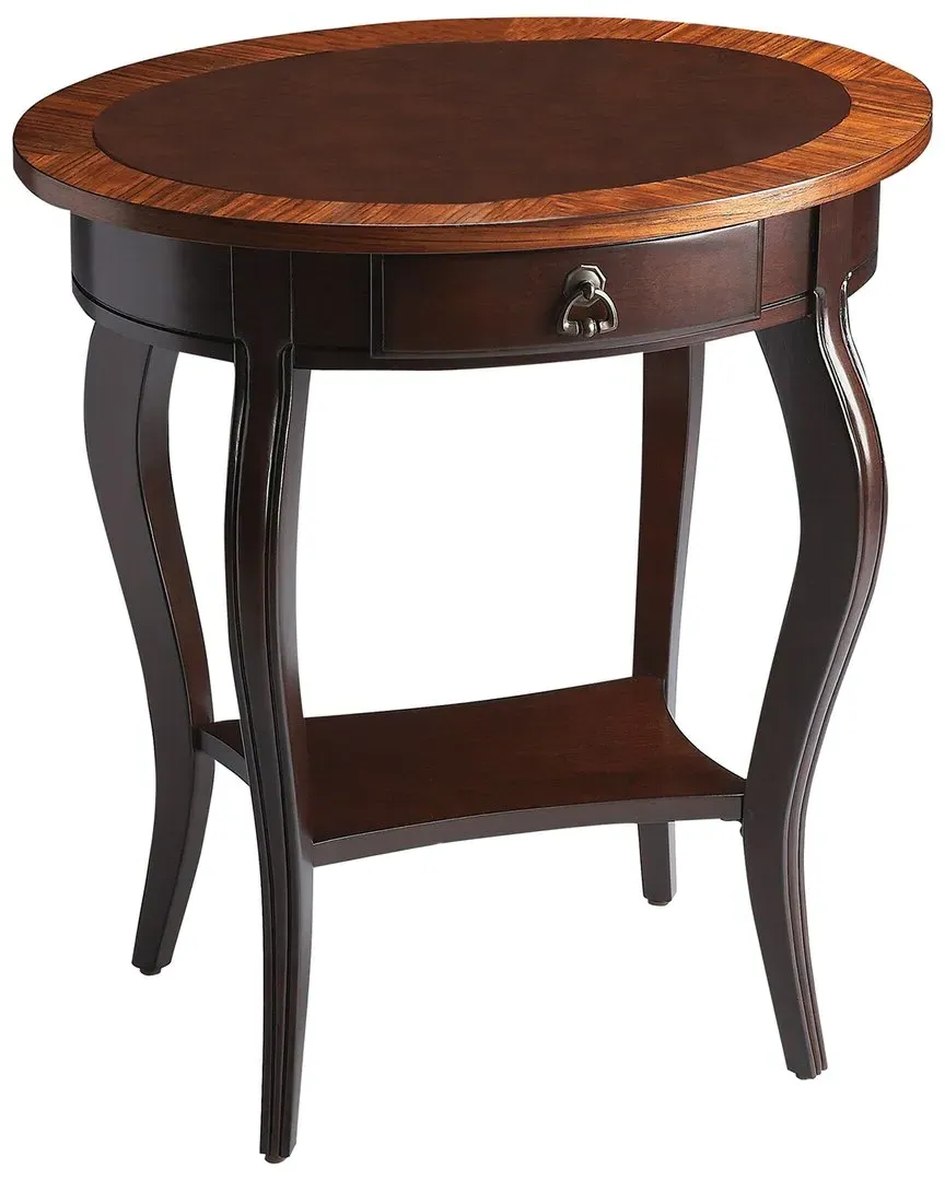 Jeanette Nouveau Oval Accent Table with Drawer - Brown, Cherry image