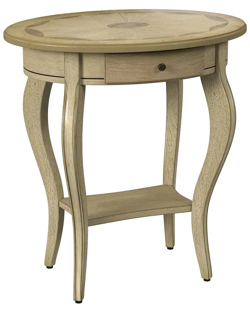 Jeanette Oval Accent Table with Drawer - Beige, Cherry