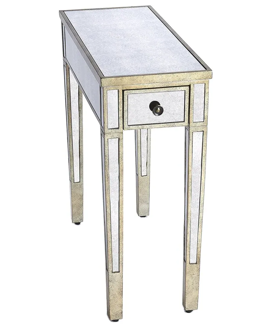 Katarina Mirrored Chairside Table with Storage - Silver