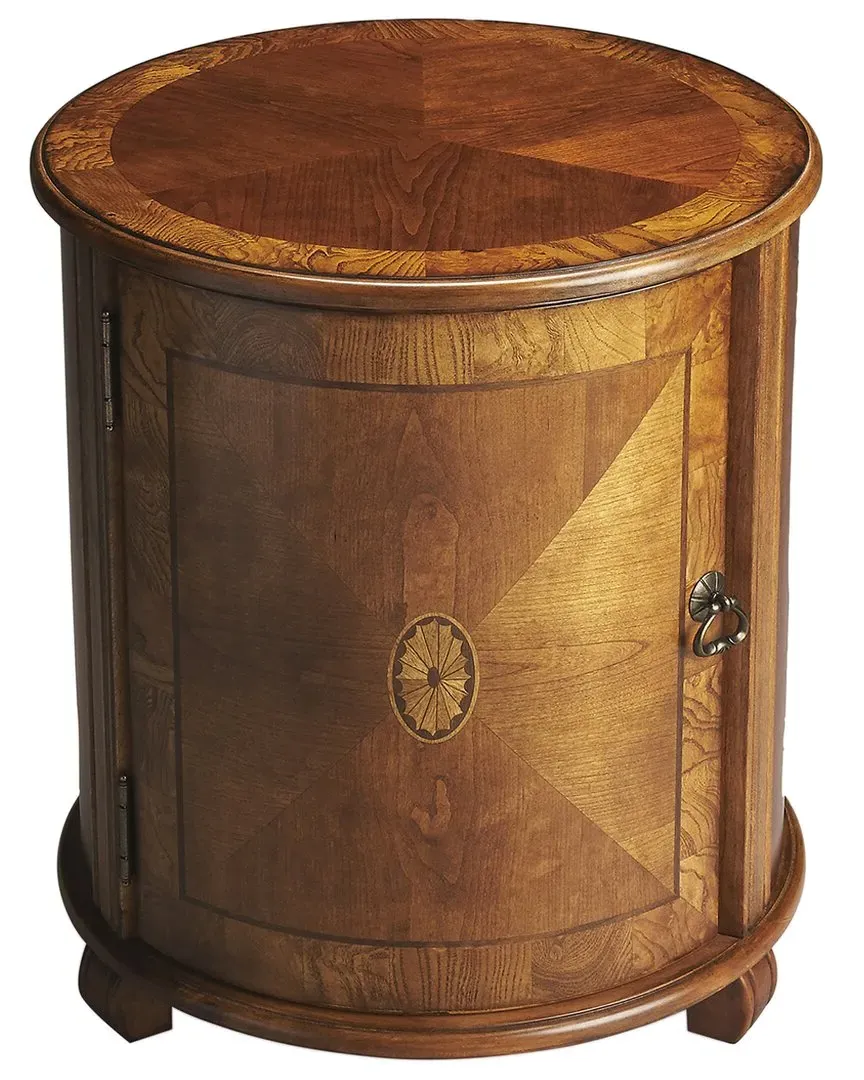 Lawrie 20in Round Drum Table with Storage - Olive Ash image