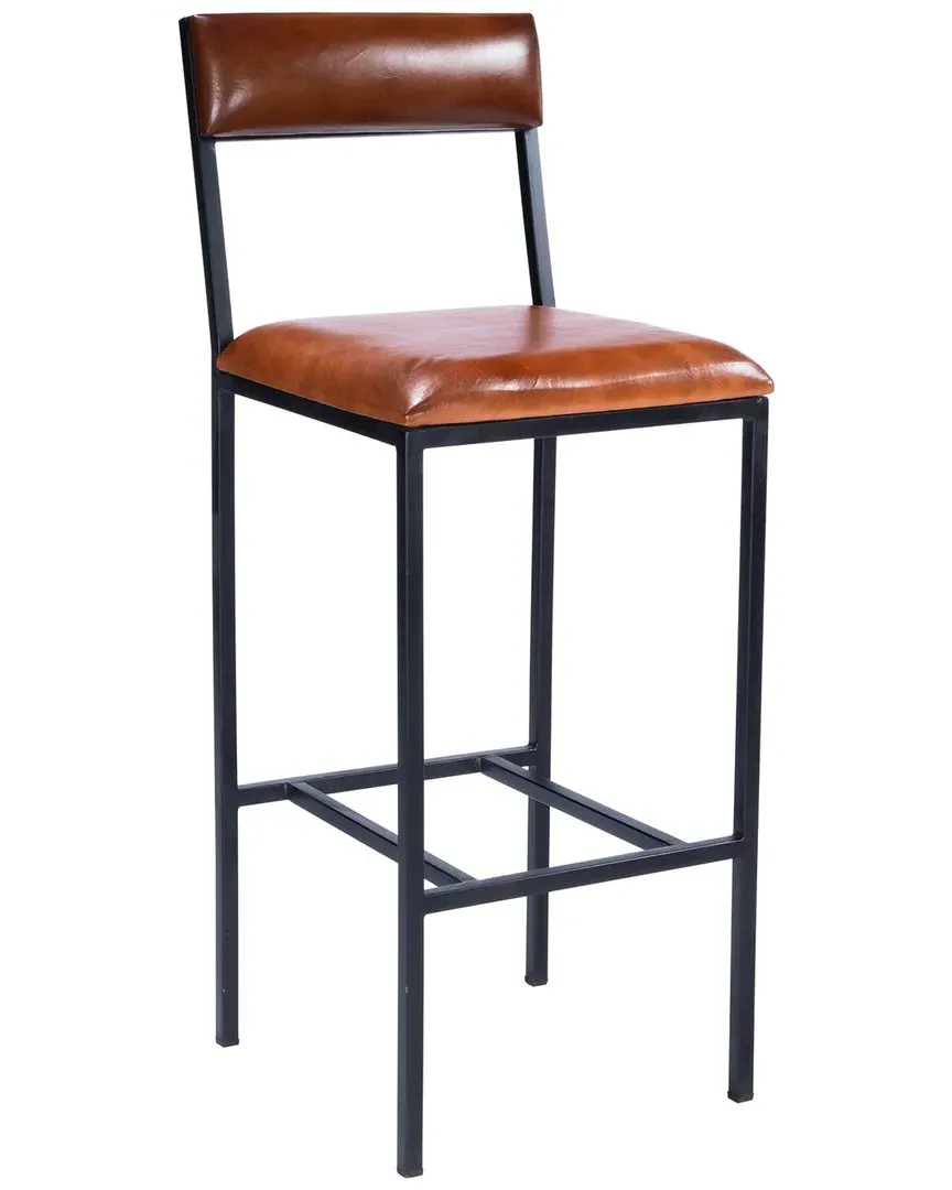 Lazarus Leather & Metal 31.5in Bar Stool - Brown