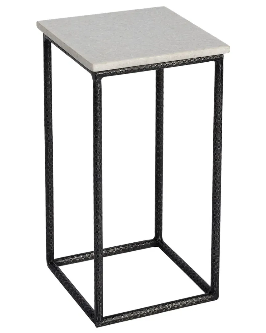 Mabel Round Accent Table - White, Marble image