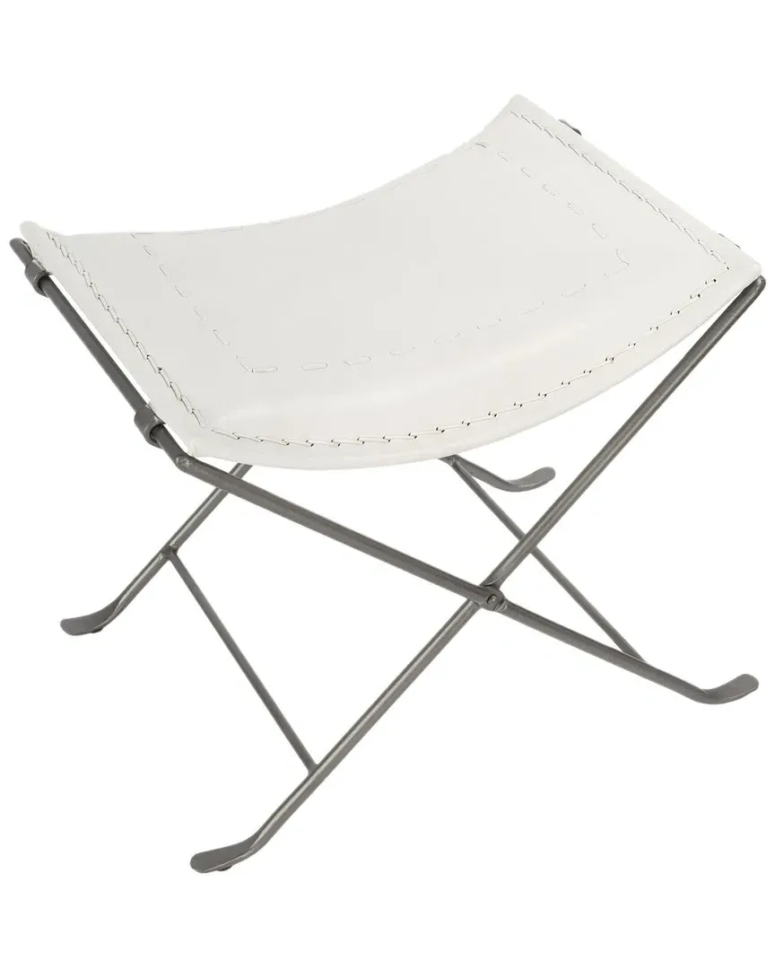 Melton Leather Stool - White