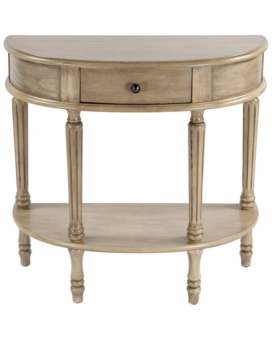 Mozart Demilune Console Table with Storage - Antique Beige, Poplar