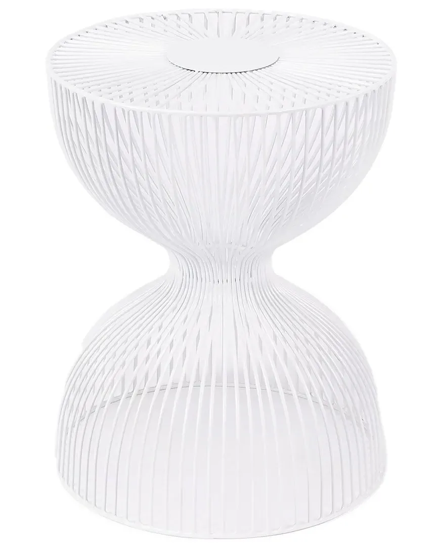 Nicholas Round Metal Accent Table - White, Iron