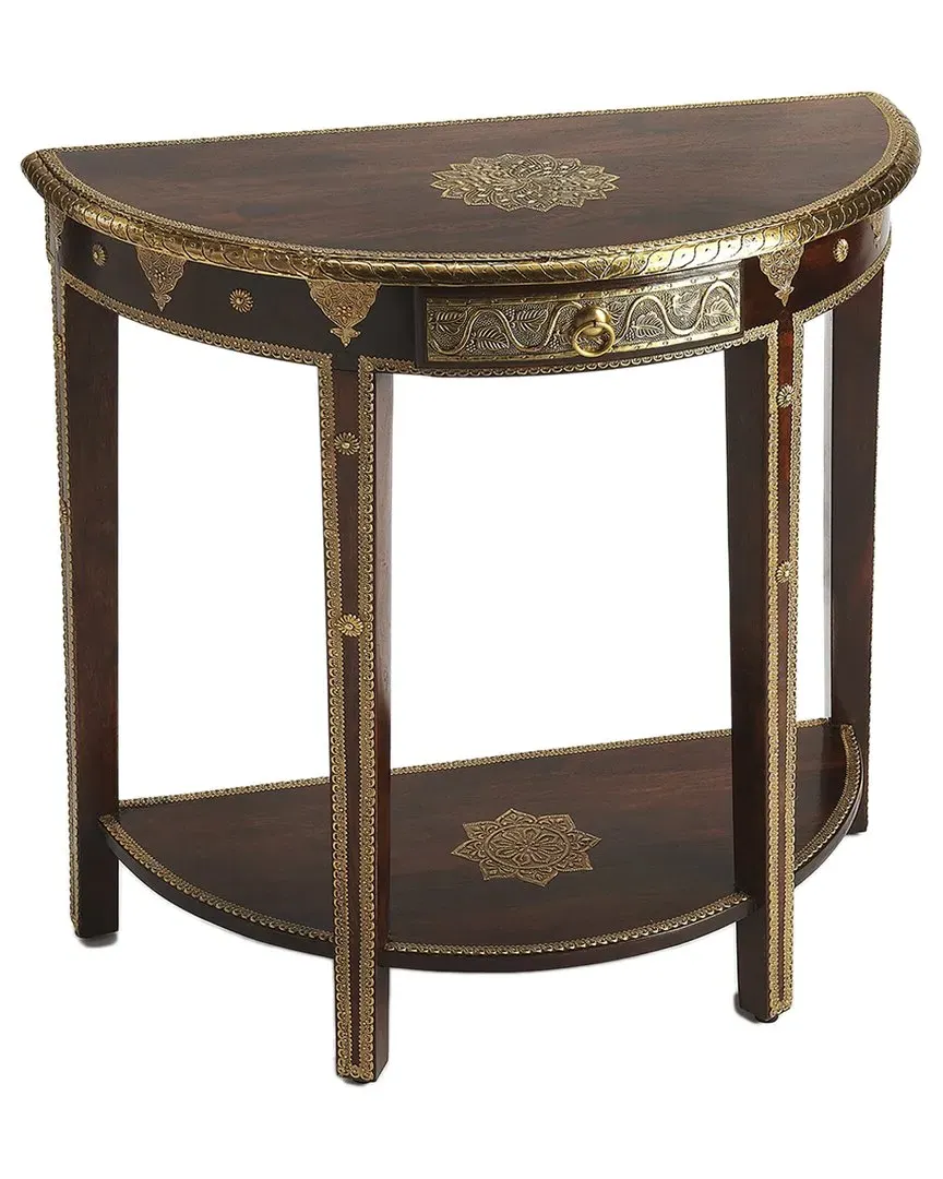 Ranthore Demilune Console Table with Drawer - Brown, Mango Wood