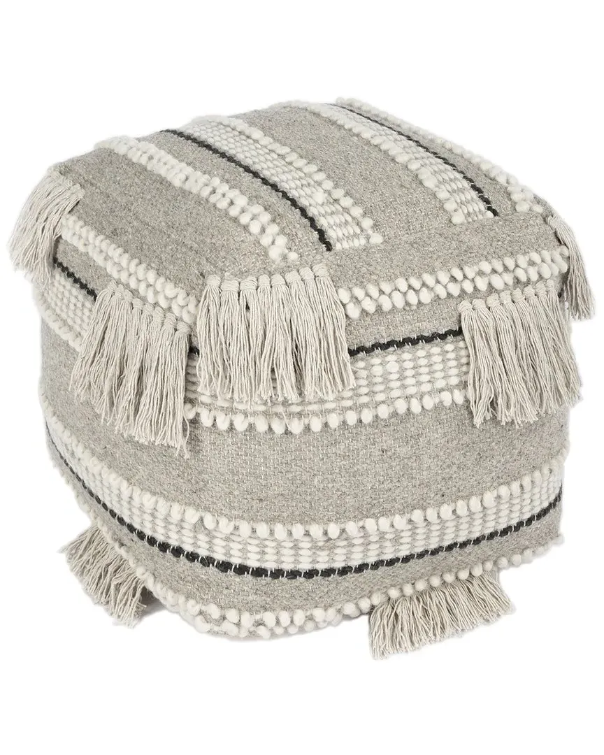 Realisa Round Woven Pouffe with Tassels - Grey, Cotton image