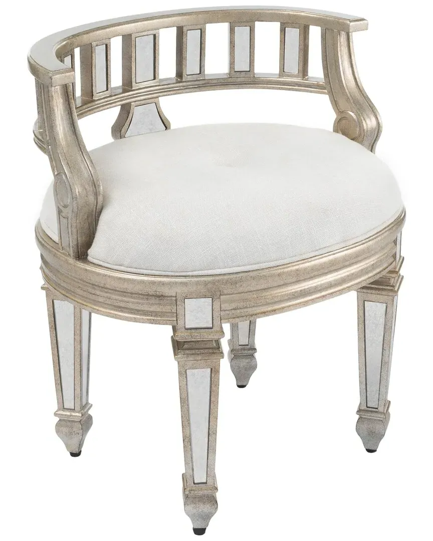 Rebecca Mirrored Vanity Stool - Silver