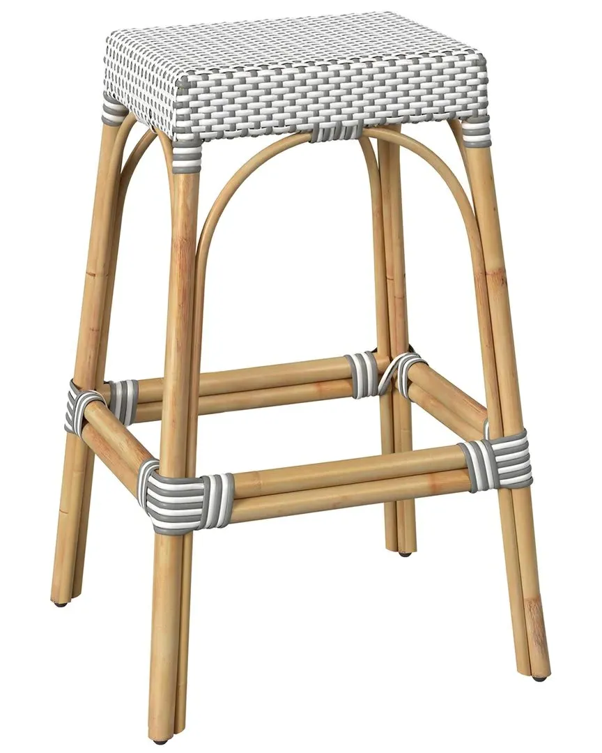 Robias Rectangular Bar Stool - Grey, Rattan