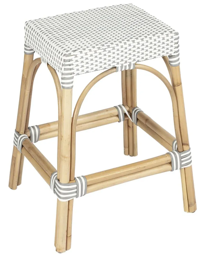 Robias Rectangular Counter Stool - Grey, Rattan