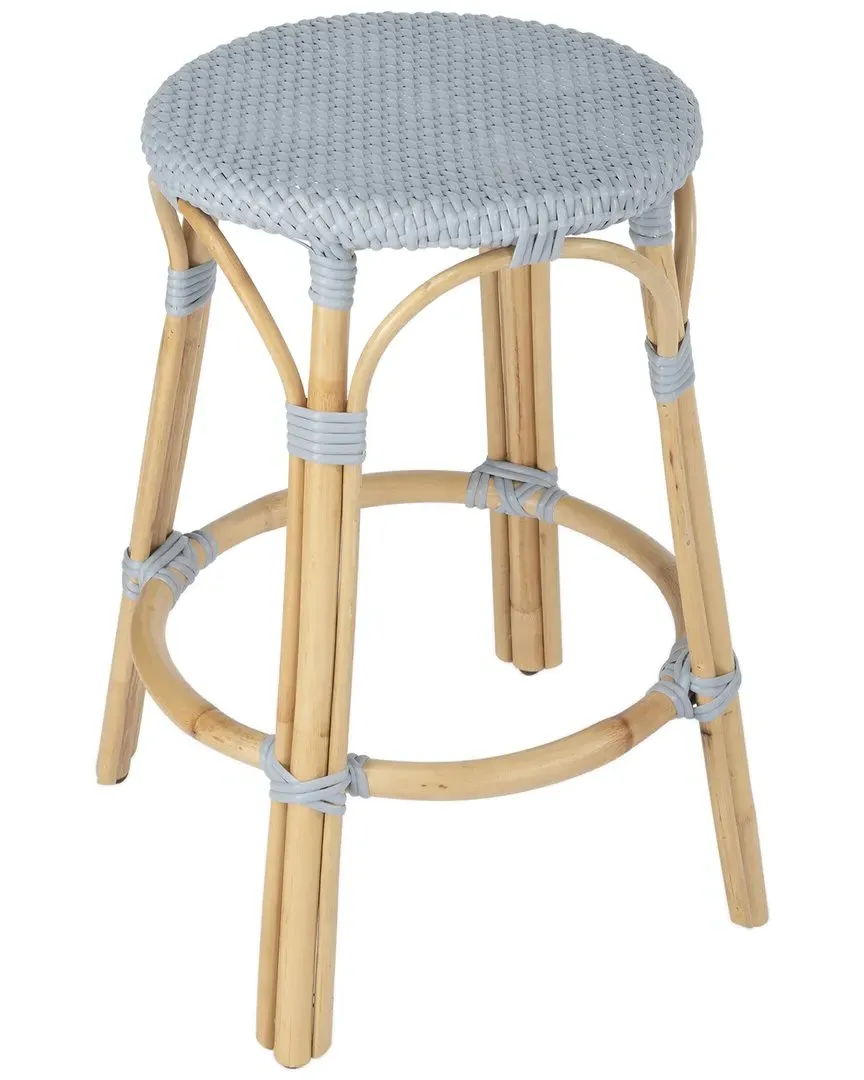 Tobias Round Counter Stool - Blue, Rattan image