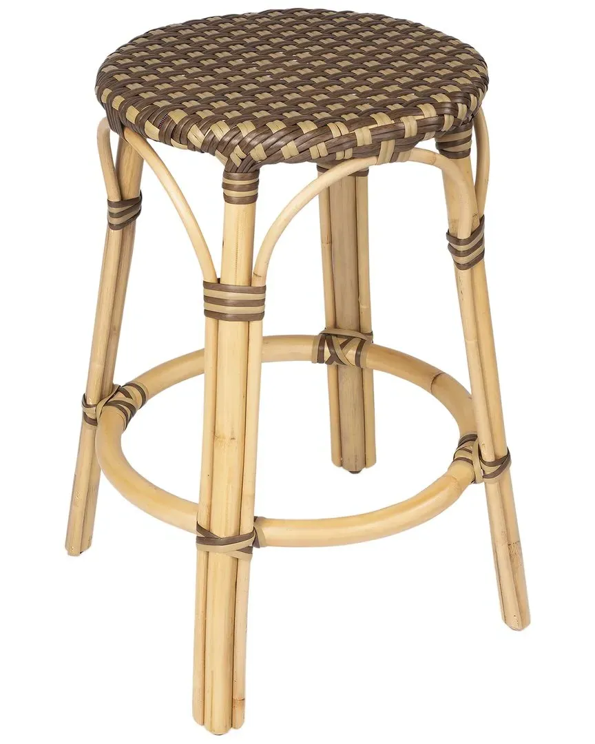 Tobias Round Counter Stool - Brown, Rattan