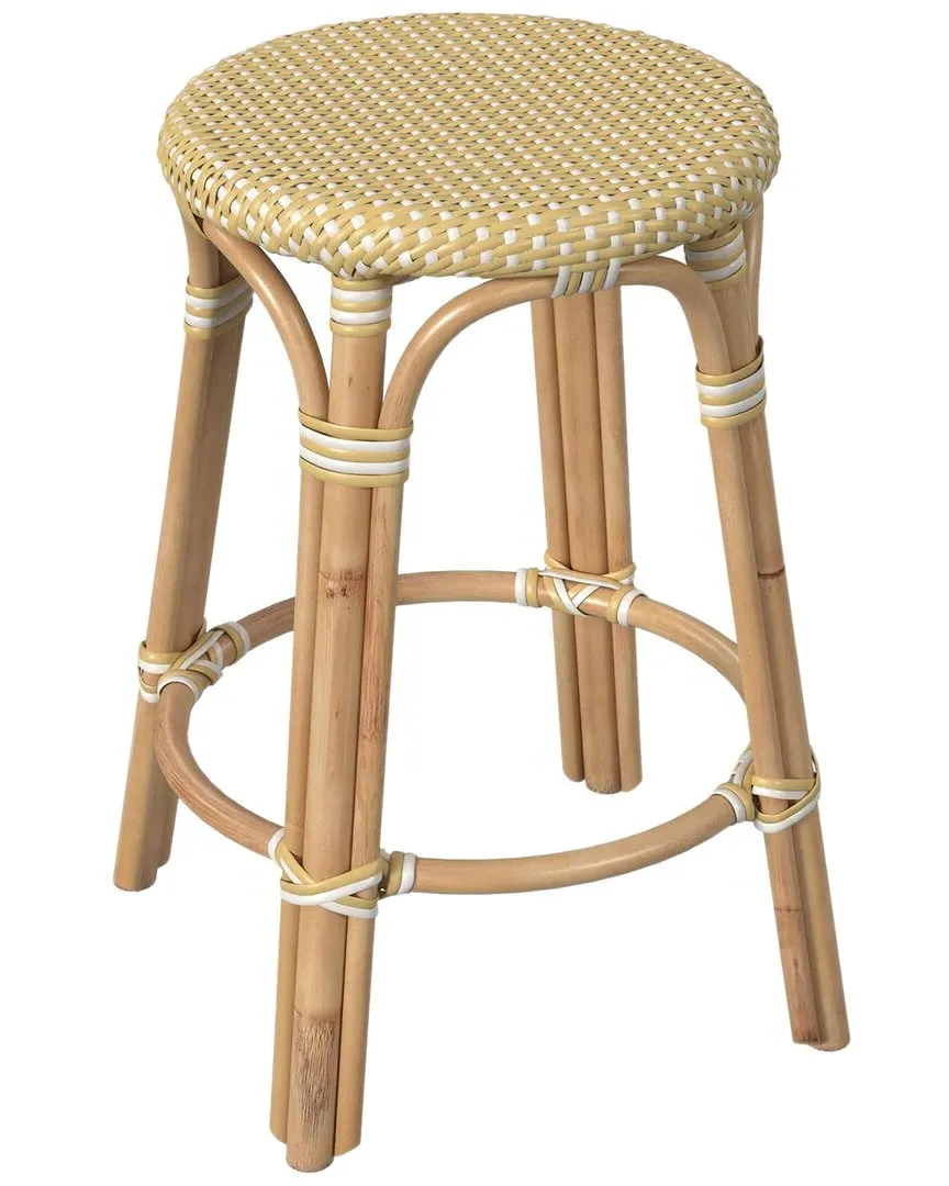 Tobias Round Counter Stool - Yellow, Rattan