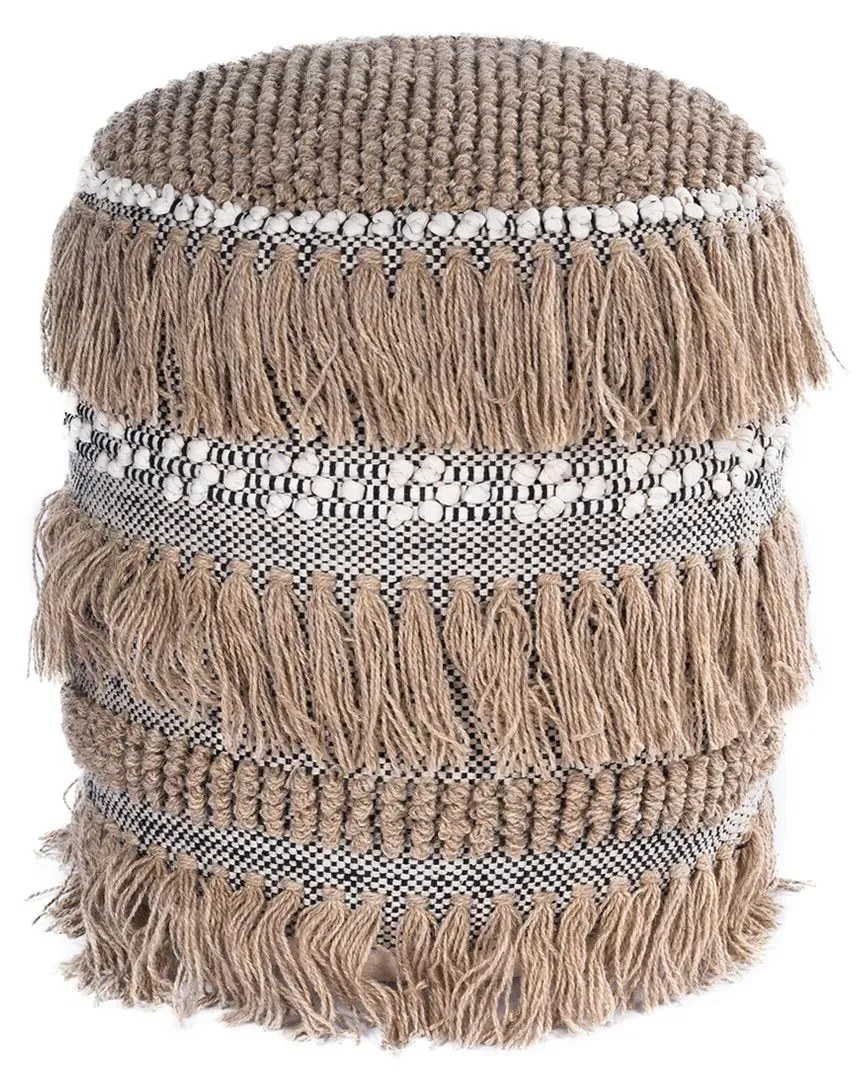 Zoey Round Pouffe - Beige, Cotton-Wool image