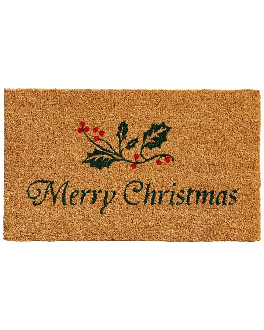 Christmas Holly Doormat - Natural, Coir