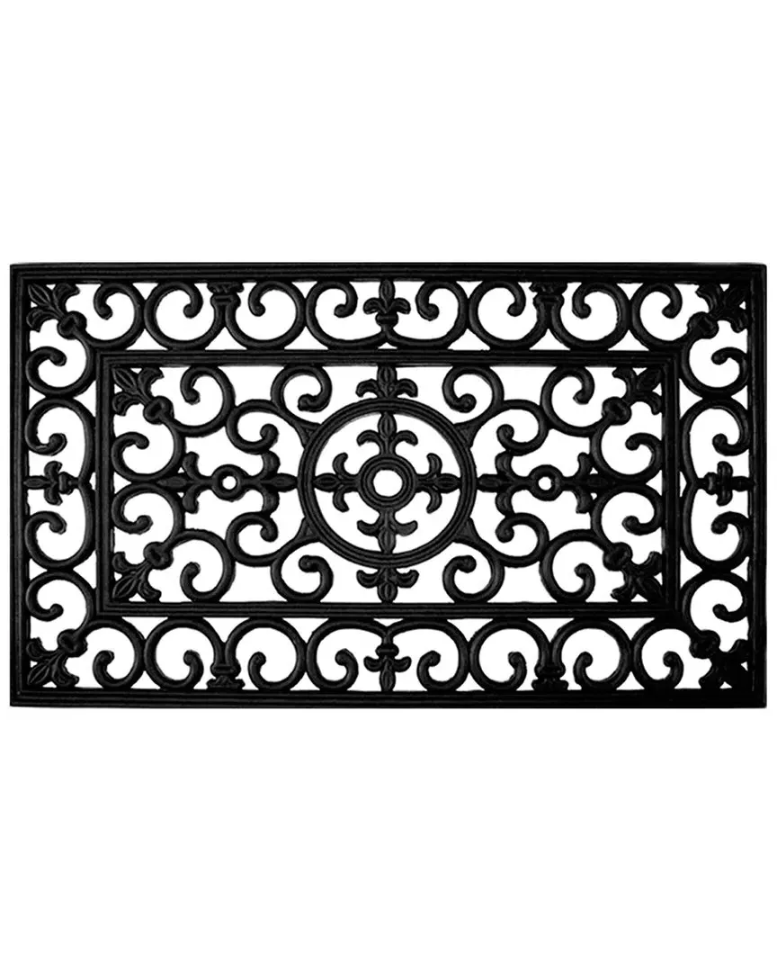 Fleur De Lis Rubber Doormat - Black image