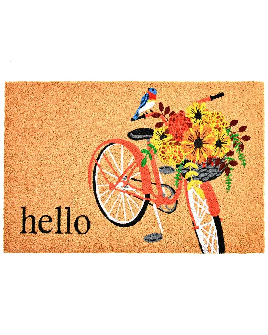 Floral Bicycle Doormat - Natural, Coir image