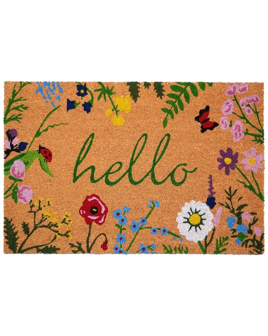 Floral Hello Doormat - Multicolor, Coir