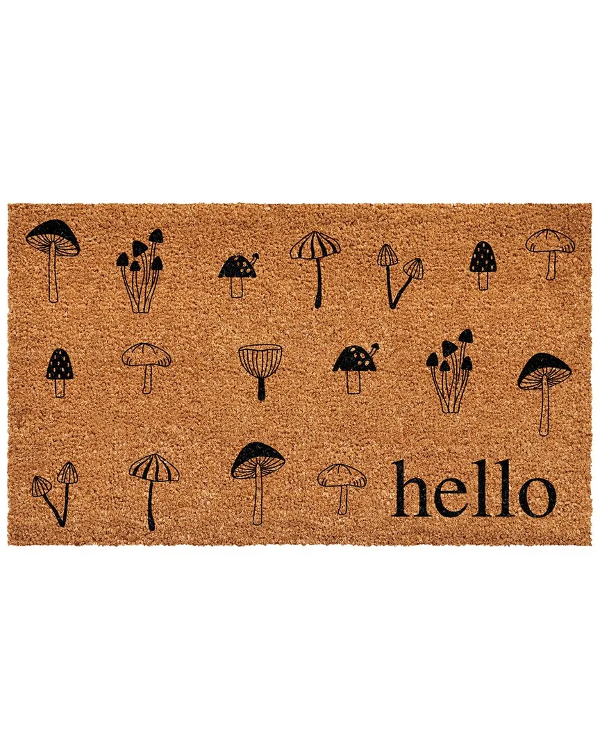 Mushroom Hello Doormat - Natural, Coir