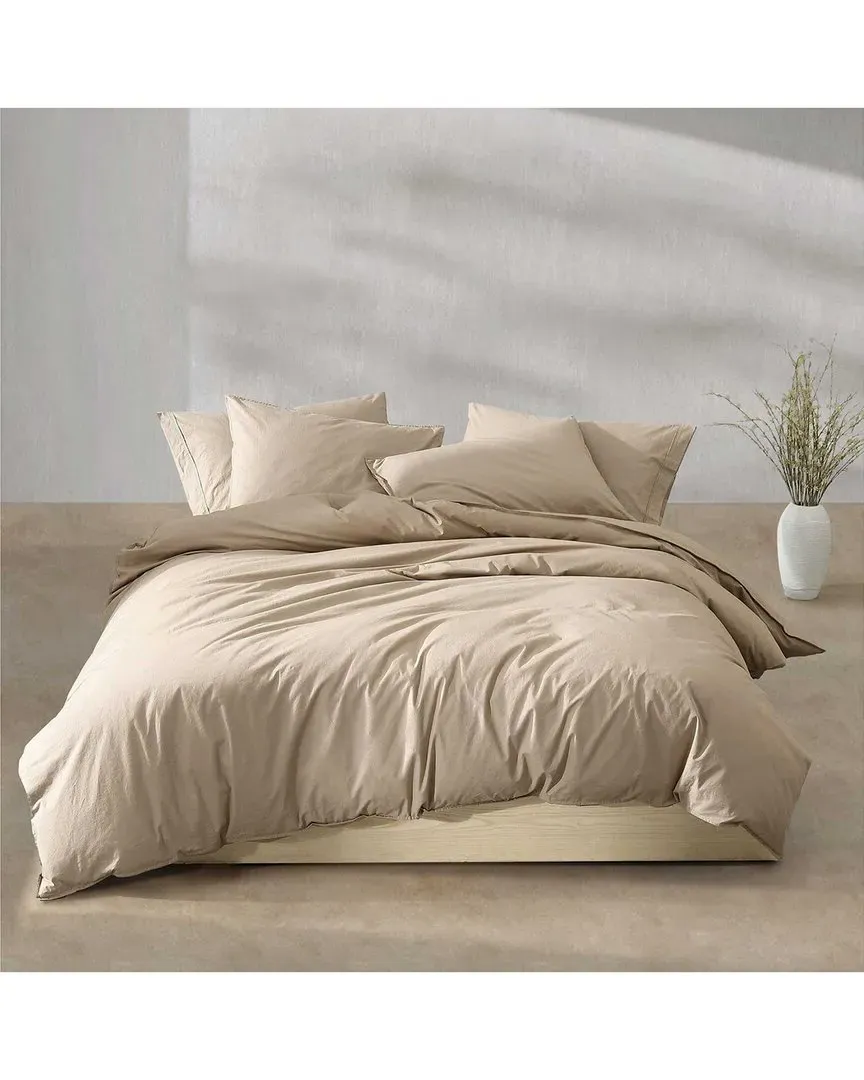 200 Thread Count Washed Percale Comforter Set - Camel Brown, Cotton