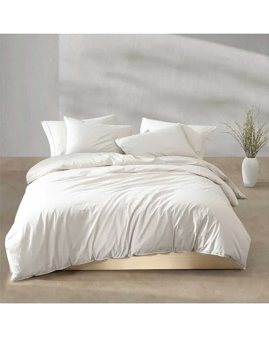 200 Thread Count Washed Percale Cotton Duvet Cover Set - Light Beige