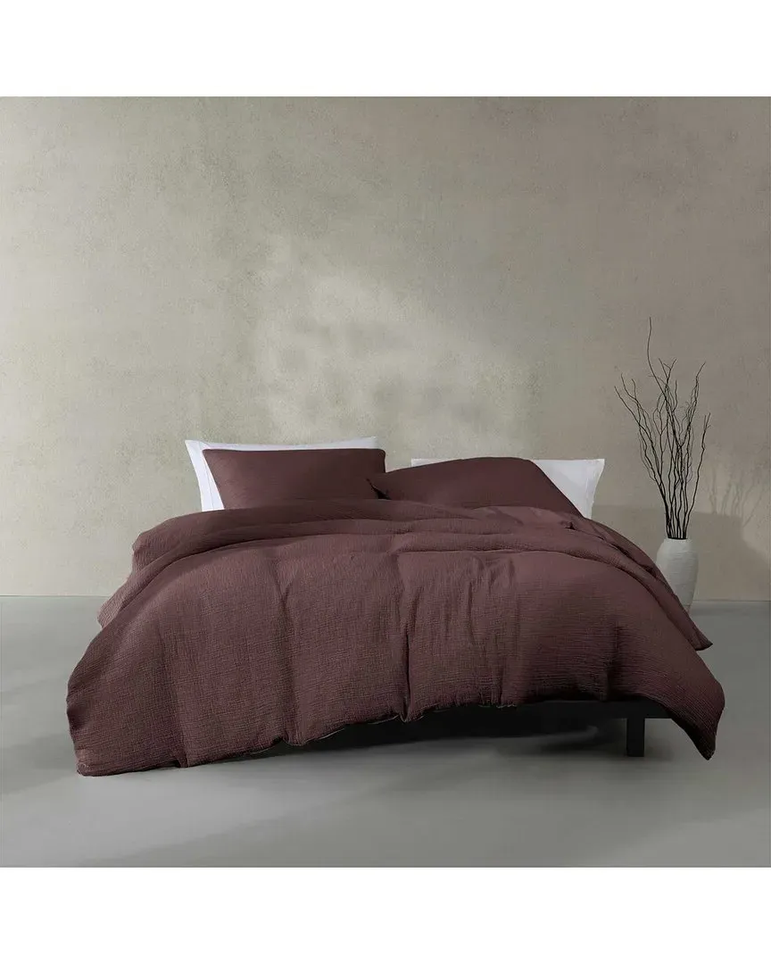 248 Thread Count Washed Texture Duvet Set - Dark Bittersweet, Cotton