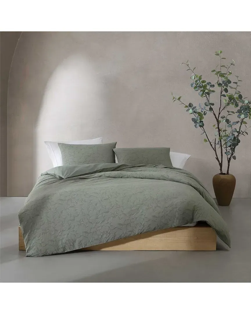 Branching Leaves Cotton Duvet Cover Set - Moss