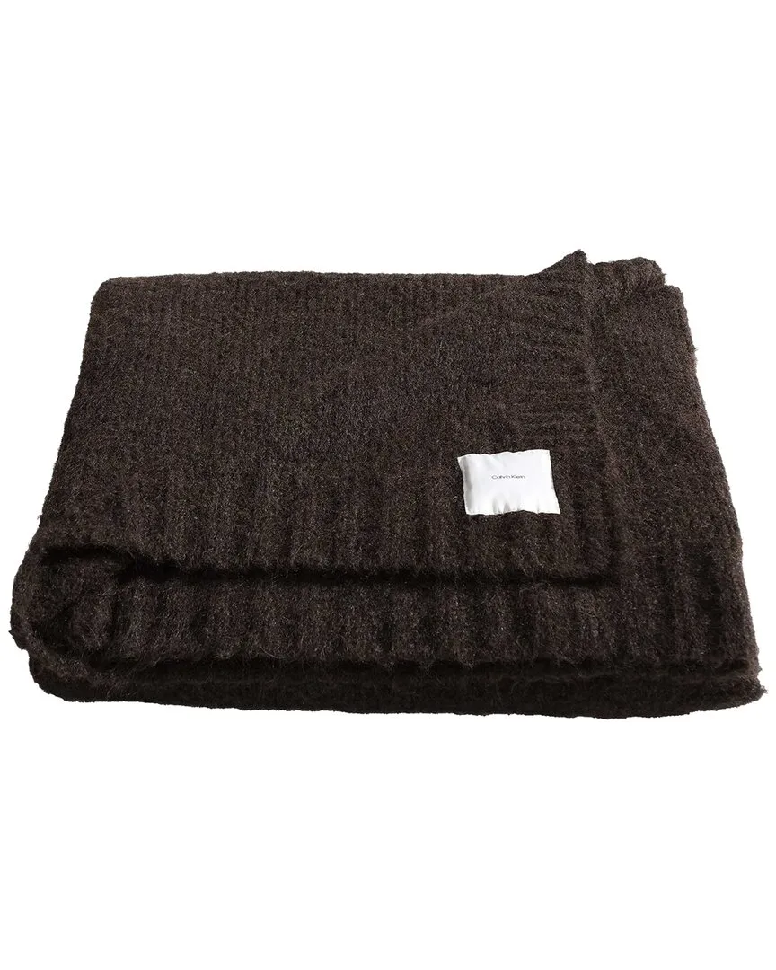 Calvin Klein Knitted Wool Blend Reversible Throw Blanket - Brown image