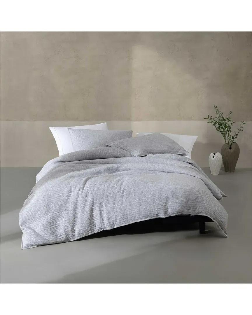 Cotton Melange Matelasse Duvet Cover Set - Grey Blue