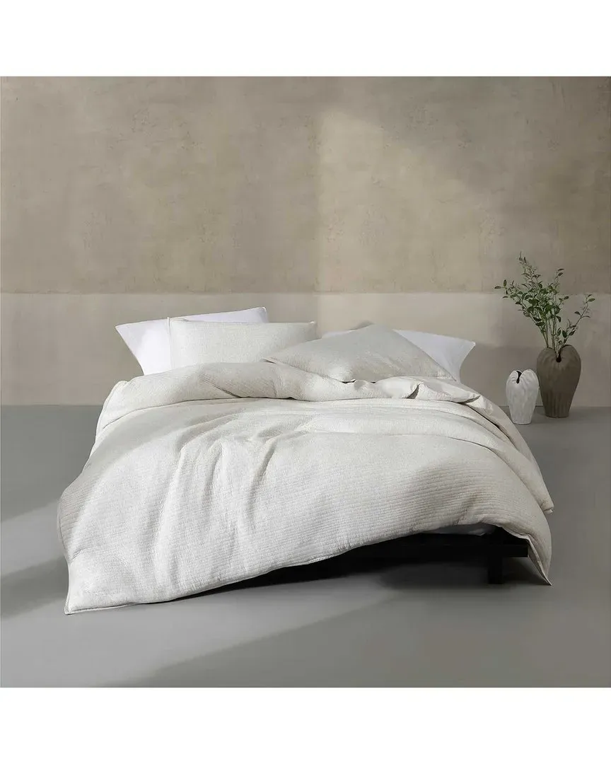 Cotton Melange Matelasse Duvet Cover Set - Ivory Grey