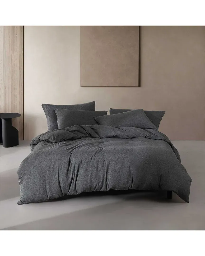 Cotton Melange Tencel Jersey Duvet Cover Set - Gunmetal Grey