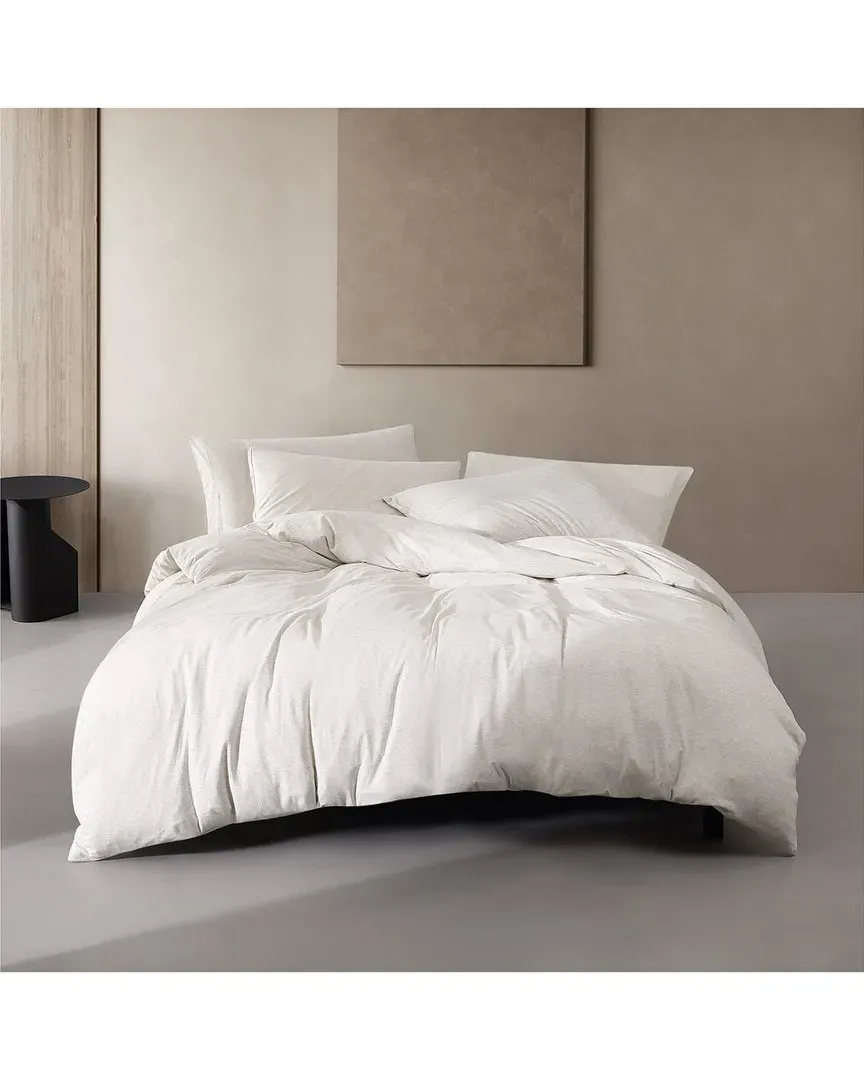 Cotton Melange Tencel Jersey Duvet Cover Set - Ivory Grey