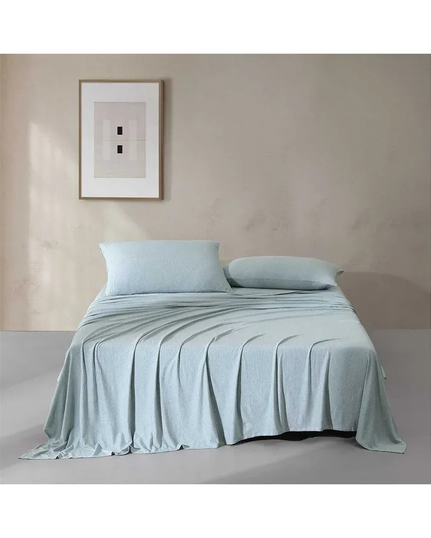 Cotton Melange Tencel Jersey Sheet Set - Aqua Blue