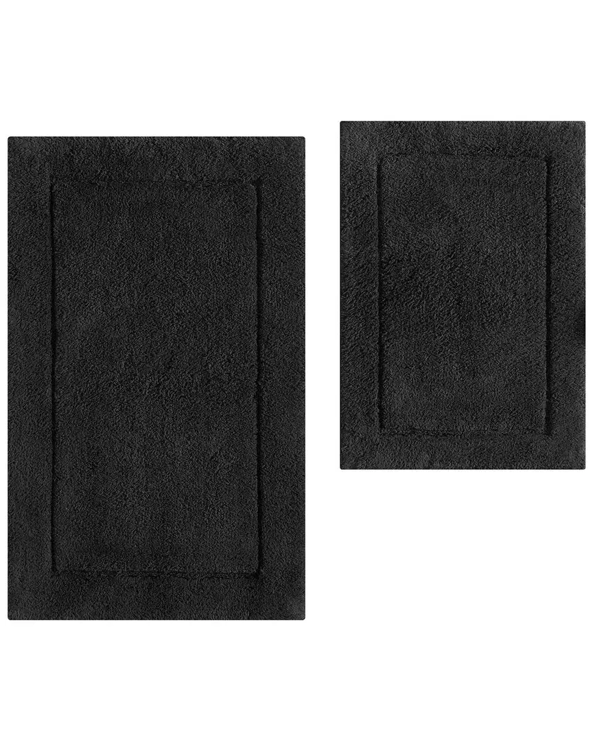 Essence Solid Cotton Tufted Bath Rug Set - Black